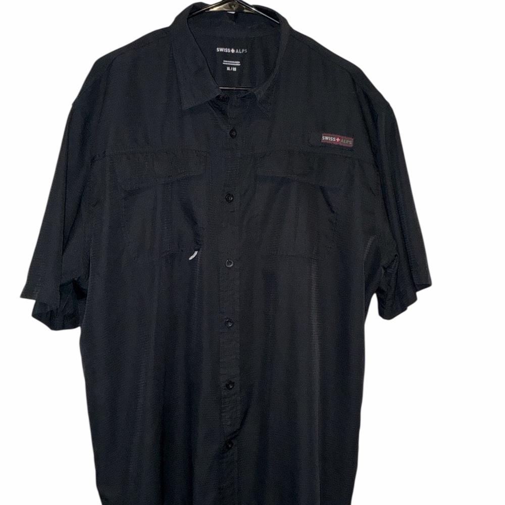 Swiss Alps Black Outdoor Button Down Shirt, Men XL